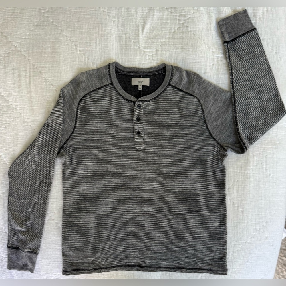 Jack Spade Warren Street Men’s Henley Large Gray Long Sleeve Shirt